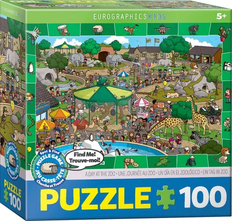 EUROGRAPHICS Puzzle Spot & Find Deň v zoo / 100 dielikov / 48,3 × 33 cm