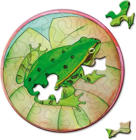CURIOSI Okrúhle puzzle Picoli: Stromová žaba / 33 dielikov / priemer 9 cm