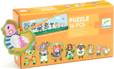 DJECO Puzzle Veľkí a malí na farme / 16 dielikov