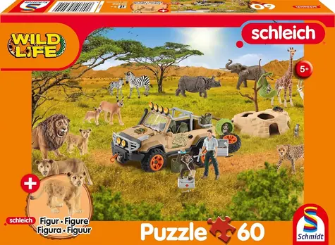Schmidt Puzzle Schleich: V savane / 60 dielikov / darček figúrka Schleich