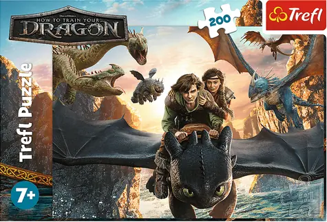 Trefl Puzzle Ako vycvičiť draka: Bezzubka a priatelia / 200 dielikov / 48 x 34 cm / od 7 rokov