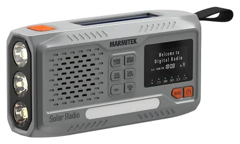 Marmitek RESQ 100 svetlo šedá / Outdoorové rádio / Bluetooth 5.3 / LCD displej / USB-C / batéria 4500 mAh