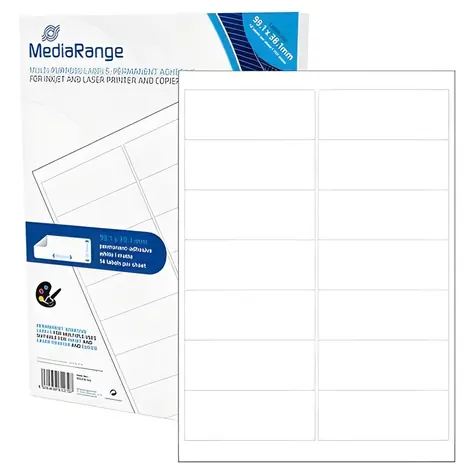 MediaRange Etikety 99,1x38,1 mm biele / Etiketa / 700 ks / A4 / silne lepivé / Laser/Inkjet
