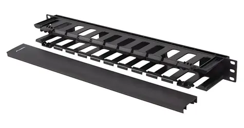 Lanberg 19" organizér káblov čierny / Organizér káblov / plast / 1U / typ A