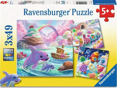 Ravensburger Puzzle Sladké kráľovstvo / 3x49 dielikov