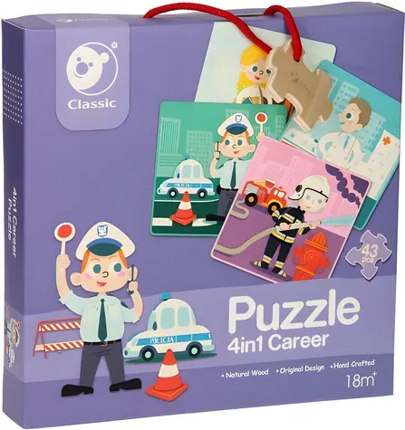 CLASSIC WORLD Drevené puzzle Povolanie 4v1 / 6+9+12+16 dielikov / od 18 mesiacov
