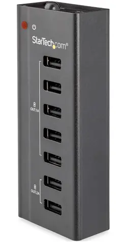 StarTech USB Hub 7 portov čierna / USB hub / 7x USB 2.0 / napájací adaptér / hliníkové telo