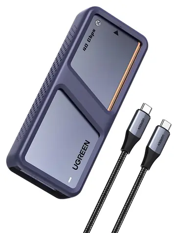 Ugreen D703 šedá / Externé puzdro / M.2 NVMe SSD / USB4 40Gbps / aktívne chladenie