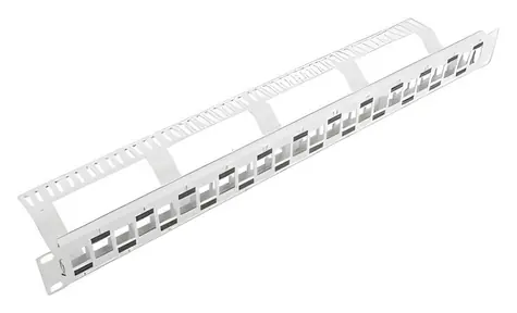 Lanberg PPKS-1224-S sivý / Patch panel / Modulárny (Keystone) / prestriedané porty / 1U / 19"