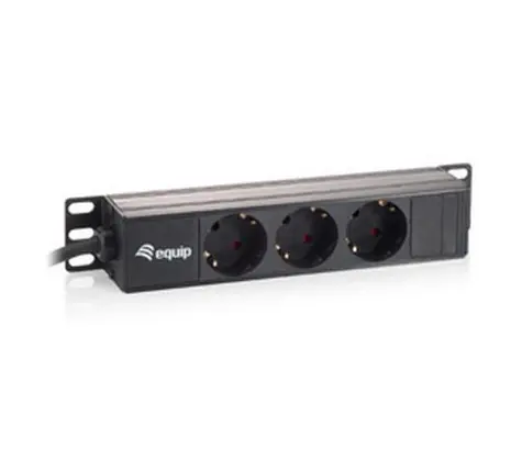 Equip 10" čierna zásuvková lišta / PDU / 1U / SCHUKO - 3x CEE 7/5 / 16 A / 3500 W
