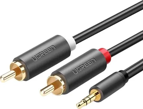 Ugreen Kábel Jack 3,5 mm - 2x RCA (Cinch) čierna / Audio kábel / Jack 3,5 mm - 2x RCA / 1 m
