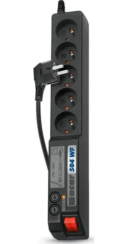 Acar 504WF čierna / Prepäťová ochrana / 5 zásuviek / 1,5 m