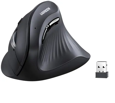 Ugreen MU008 čierna / Vertikálna myš / Bluetooth / 2,4 GHz