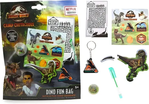 Jurský svet Sada Dino aktivít / Hopík, puzzle, nálepky, kľúčenka, gélové pero / od 5 rokov