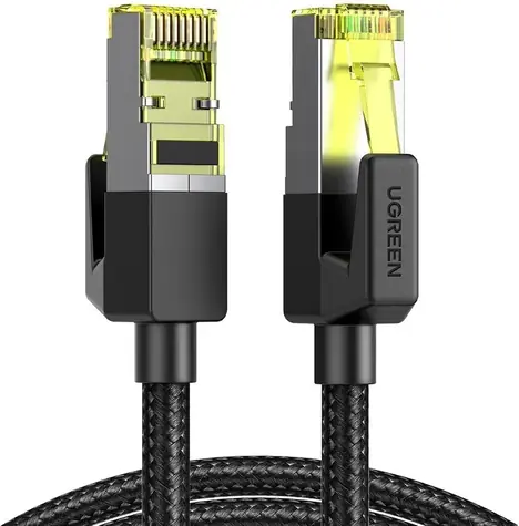 Ugreen NW150 čierna / Sieťový kábel / Cat.7 F/FTP / RJ45 / opletený / 5 m