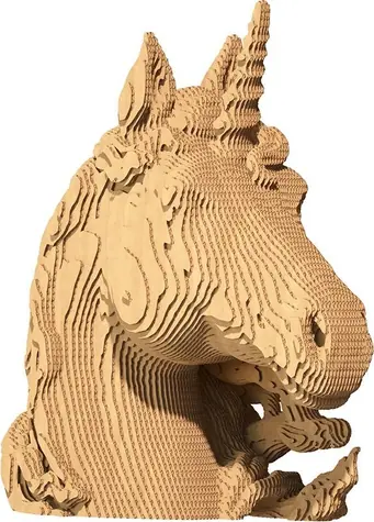 CARTONIC 3D puzzle Jednorožec / 65 dielikov / kartónové / bez lepidla / rozmer modelu cca 18x19x9 cm