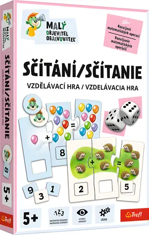 Trefl Vzdelávacia hra Malý objaviteľ: Sčítanie / 10 obojstranných skladačiek / sčítanie do 12