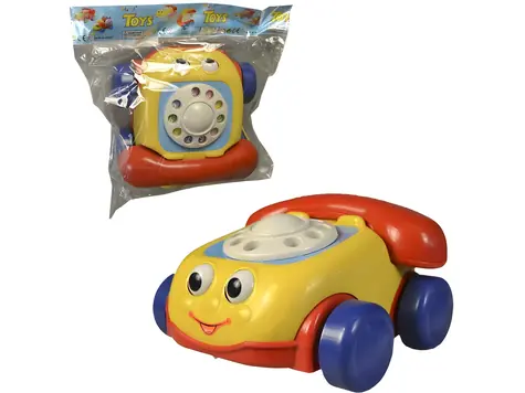 Ťahací telefón na šnúrke / Hračka pre najmenších / 18 cm / od 3 rokov