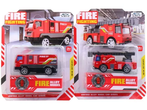 MADE Auto hasičské na karte / Hračkové auto / kov / 7,5 cm / od 3 rokov