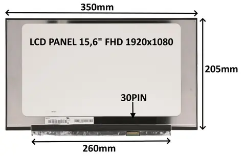 15,6" SIL LCD panel FHD IPS matný / Náhradný diel / 30 PIN / bez úchytov / LED
