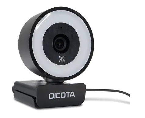 Dicota Webcam Ringlight 5MP čierna / Webkamera / 5MP / USB 2.0 / mikrofón / kruhové osvetlenie