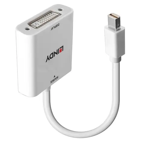 Lindy Mini DisplayPort na DVI-I / Redukcia / 1920x1200 px / HDCP 1.4/2.2 / 0,18 m