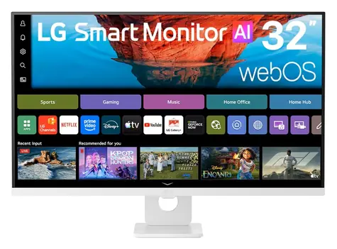 31,5" LG 32U721SB-W biela / SMART monitor / VA / 4K UHD / 60 Hz / USB-C 65W / repro