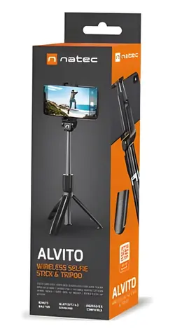 Natec Alvito BT 4.0 čierna / Selfie tyčka - tripod / Bluetooth 4.0