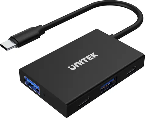 Unitek uHUB Q4 Advanced čierna / USB hub / USB-C / 2× USB-A + 2× USB-C / 10 Gbps