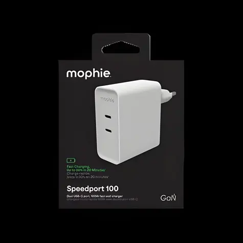 ZAGG Speedport 100 biela / Nabíjací adaptér / GaN / 2x USB-C / 100W / PD