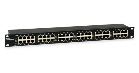 LevelOne ESP-2400 čierna / Prepäťová ochrana / 24x PoE / IEEE 802.3 AF/at / 19” rack