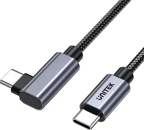 Unitek Kábel USB-C 90° / Kábel / USB-C (M) - USB-C (M) / 3 m / PD 100W