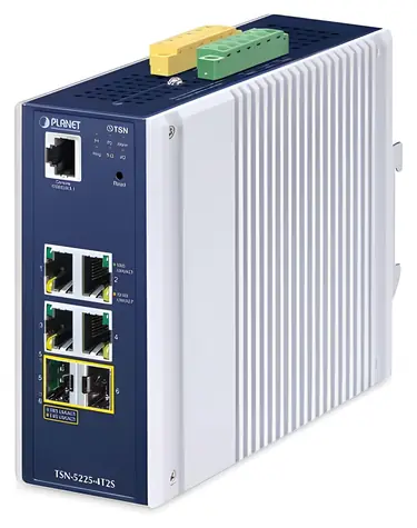 Planet TSN-5225-4T2 / Switch priemyselný / Managed L2+ / TSN / 4X GbE RJ-45, 2x SFP / DIN, IP30