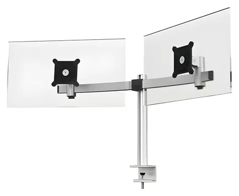 Durable PRO 2 strieborná / Stolný držiak pre dva monitory / stolná svorka / VESA 75x75-100x100 / nosnosť 8 kg / 21-27"