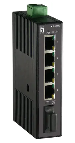 LevelOne Industriálny switch 4X FE, 1x SC MM 2 km / Switch / Neriadený / DIN lišta / 12-48 V / IP30