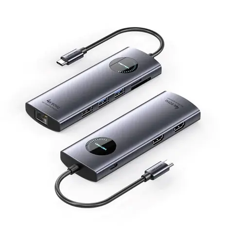 Vention dokovacia stanica USB-C 9v1 / Dokovacia stanica / MST 2x HDMI 4K/60Hz / RJ45 LAN / USB-C PD 100W / SD/TF čítačka