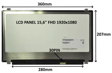 15,6" SIL LCD panel FHD matný / Náhradný diel / 1920x1080 / 30 PIN / úchyty hore a dole / LED