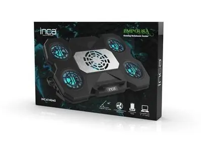 INCA INC-614GMS / Chladiaci podstavec pre notebook / 4X ventilátor 70 mm / LED podsvietenie / 2600 RPM / 2x USB