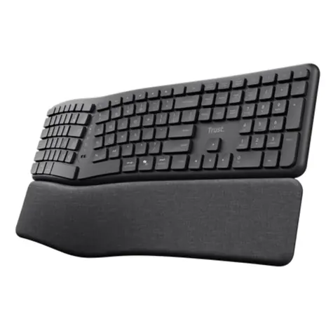 Trust Keyra čierna / Ergonomická bezdrôtová klávesnica / membránová / Bluetooth + RF / US Layout
