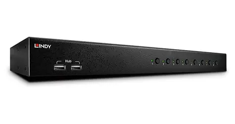Lindy KVM Switch Pro 8 Port čierna / KVM prepínač / DVI-I Single Link / USB 2.0 / Audio / max. 1920x1200