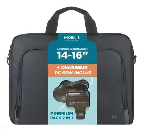 Mobilis TheOne čierna / Taška pre notebook + nabíjačka 65W / do 16" / 12 l / Toploader