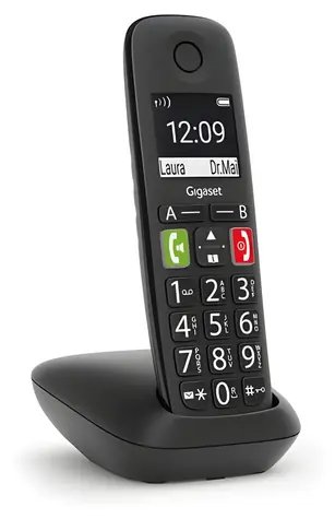 Gigaset E290 čierna / Bezdrôtový telefón / DECT / Handsfree / Záznamník / Vhodný pre seniorov