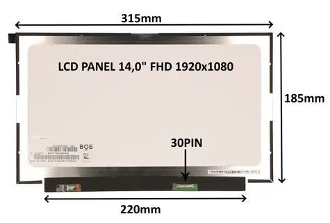 SIL LCD panel 14,0" FHD matný IPS / LCD panel pre notebook / 1920x1080 / 30 pin / bez úchytov
