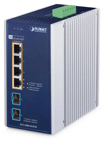 Planet IGS-1000-4UP2X / Switch priemyselný / Unmanaged / 4X 2,5 G PoE++ RJ-45 / 2x SFP / IP30