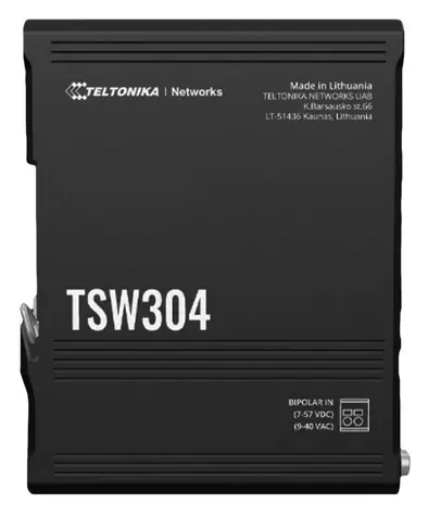 Teltonika TSW304 / Priemyselný switch / 4X LAN 10/100/1000 / DIN lišta / PoE passive / IP30