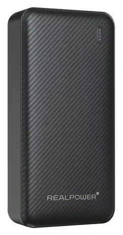 RealPower PB-20000 SSB čierna / Powerbanka 20 000 mAh / Pevnolátková batéria / USB-C 20W / USB-A 22,5W