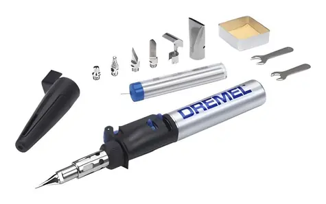 Dremel Versatip 2000-7 strieborno-čierna / Plynová spájkovačka / 7 hrotov / 550-1200 ° C / piezo zapaľovanie