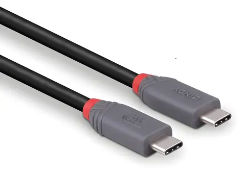 Lindy Anthra Line čierna / Kábel / USB-C - USB-C / USB4 / 1,5 m / 240 W / 40 Gbit / s