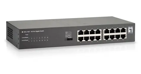 LevelOne GEU-1621 sivá / Switch / 16x Gigabit Ethernet / 19" Rack / neriadený