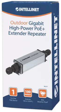 Intellinet PoE+ Extender 561211 Outdoor / PoE+ extender / 2- Port / 1000 Mbps / 100 m / IP65